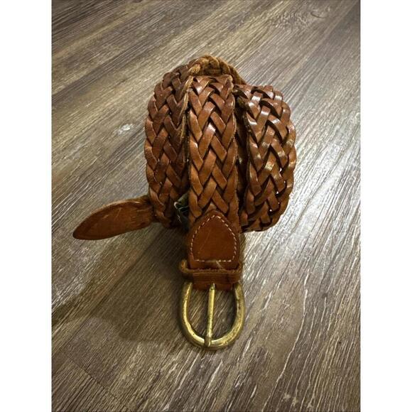 Brighton Accessories - Brighton Vintage Y2K Equestrian Western Solid Brass Braided Leather Belt 42